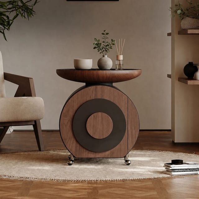 23.6" Mid-Century Modern Solid Wood Storage Coffee Table