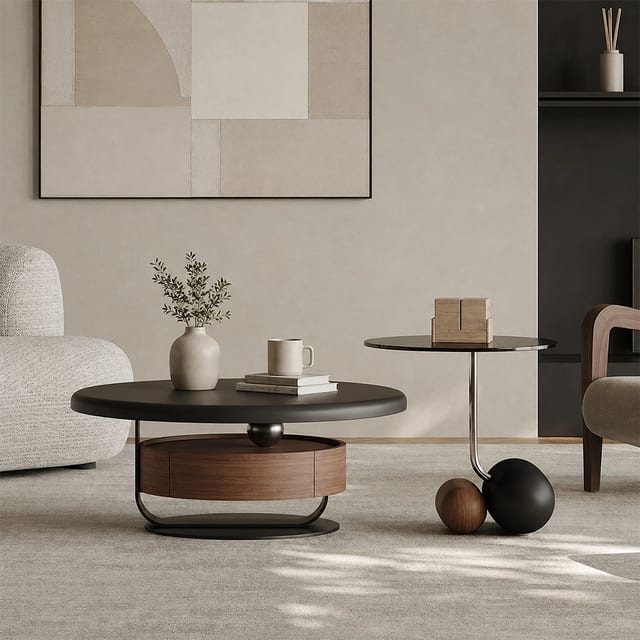 31.5" Contemporary Engineered Wood Round Coffee Table