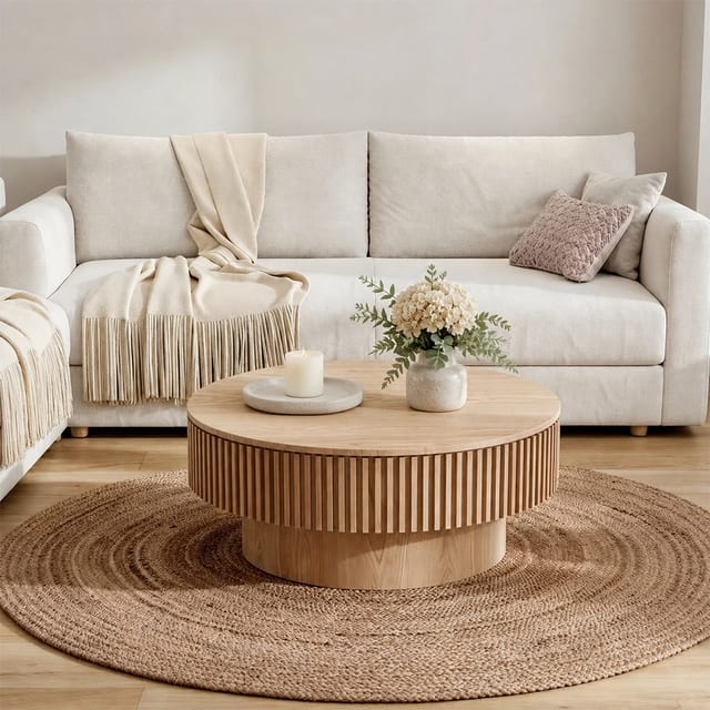 31.5" Contemporary Engineered Wood Round Coffee Table