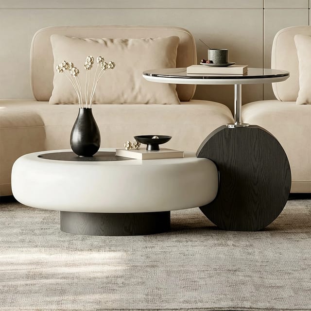 57.9" Contemporary Engineered Wood Round Coffee Table