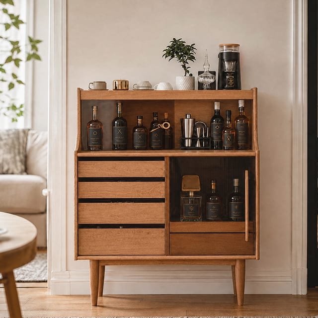 31.5" Minimalist Solid Wood Coffee Cabinet