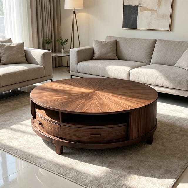 47.2" Contemporary Engineered Wood Round Coffee Table