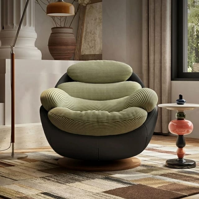 34.3" Contemporary Fabric Swivel Lounge Chair