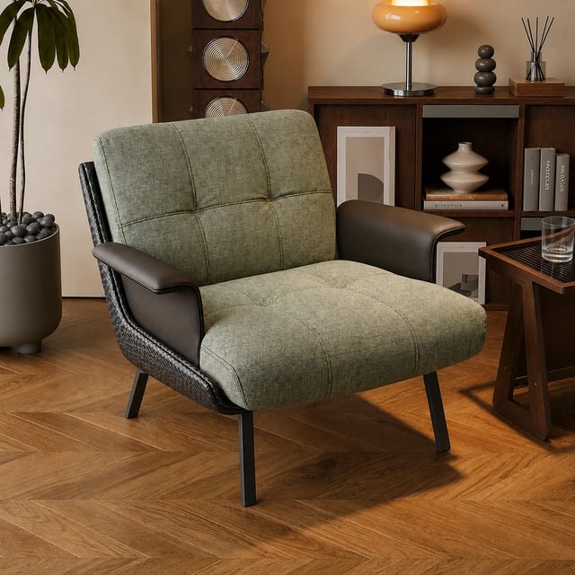 37" Contemporary Upholstered Leather Lounge Chair