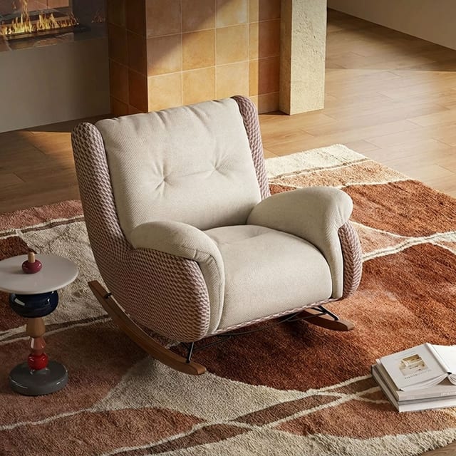 33.5" Traditional Upholstered Fabric Rocking Chair