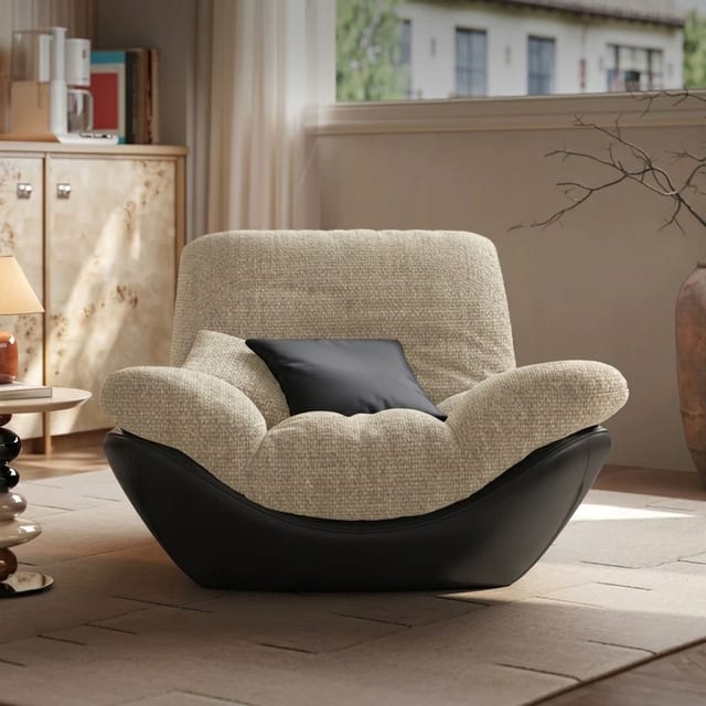 46.5" Contemporary Boucle Fabric Lounge Chair