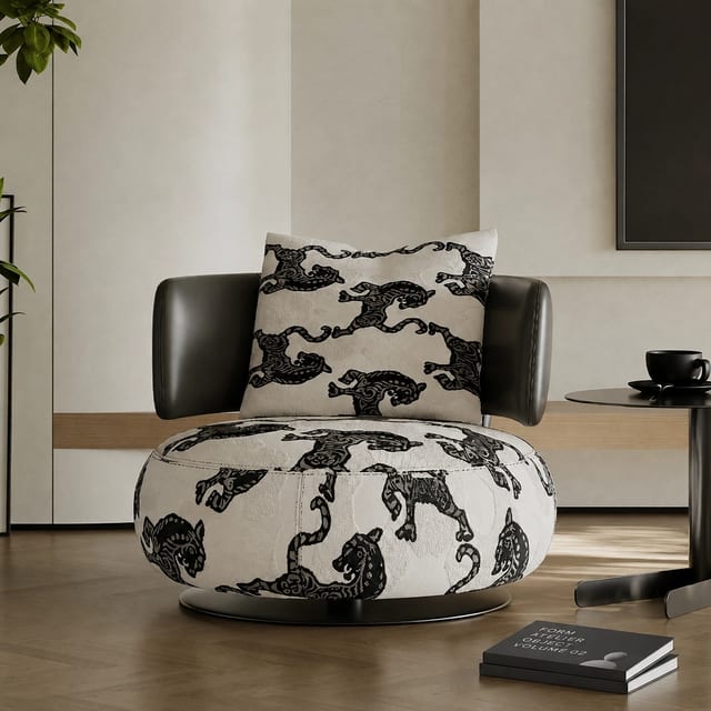 32.3" Contemporary Swivel Fabric Lounge Chair