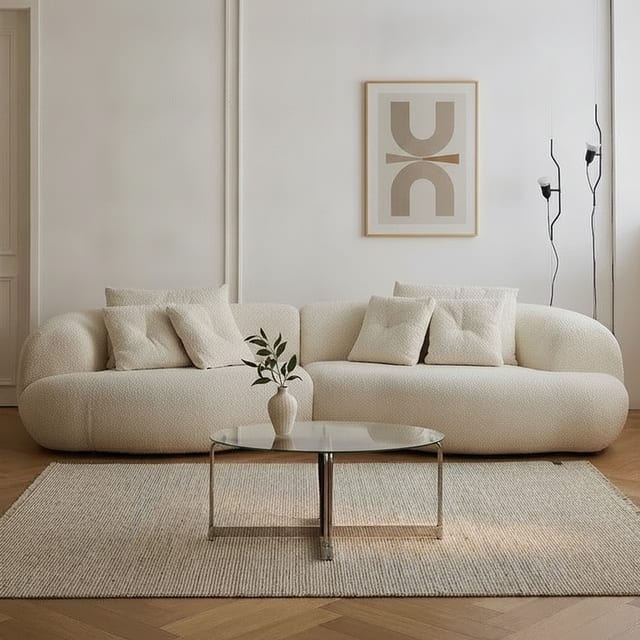 63" Contemporary Fabric Curved Sofa