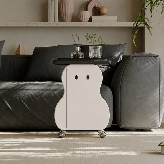 18.9" Contemporary Engineered Wood Side Table C-Shaped