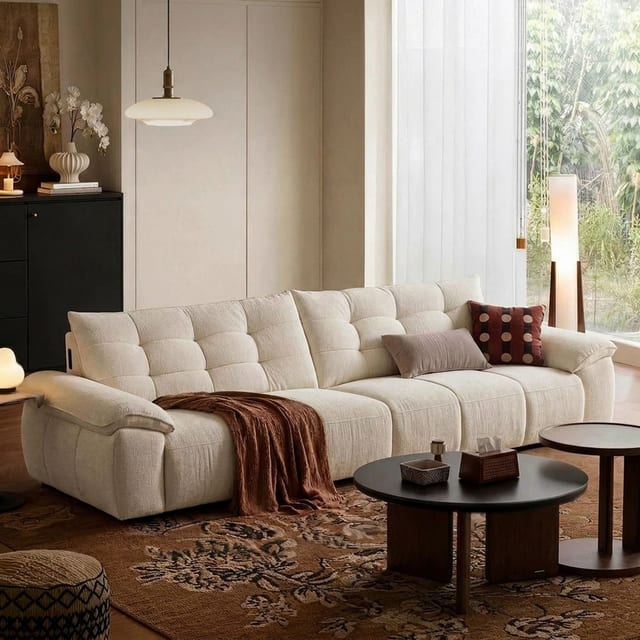94.5" Contemporary Fabric Tufted Sofa