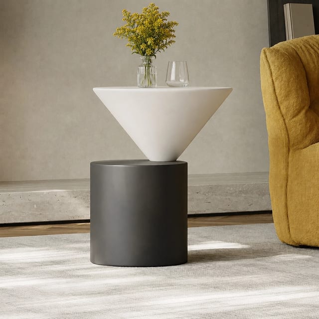 11.8" Contemporary Solid Wood Round Side Table