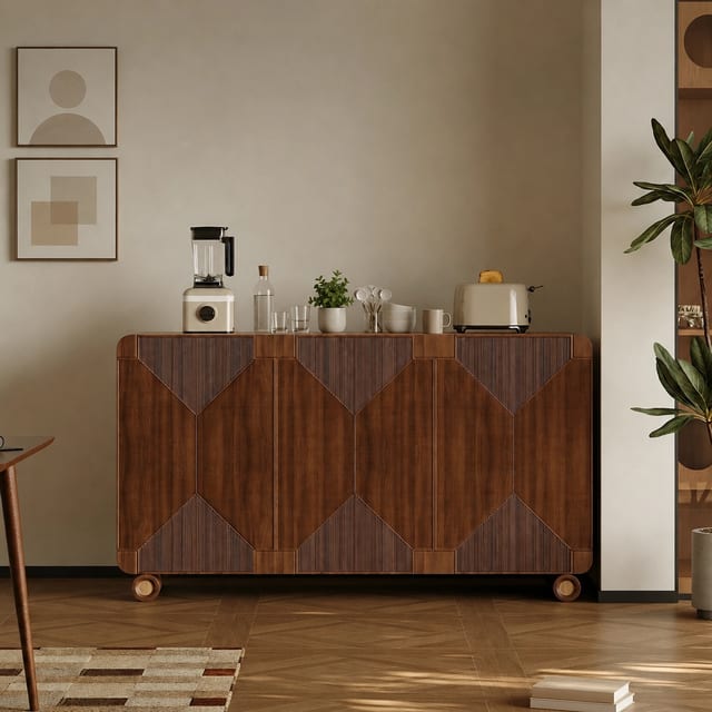 53.1" Art Deco Plywood Sideboard with Storage