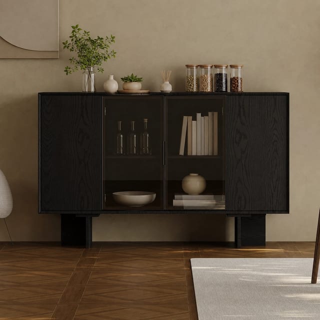 47.2" Modern Solid Wood and Plywood Sideboard with Storage