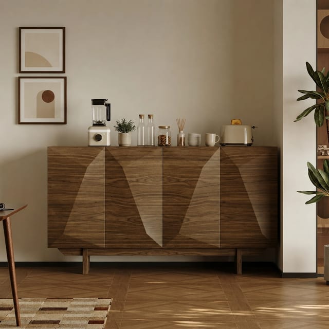 63" Contemporary Plywood Sideboard with Storage