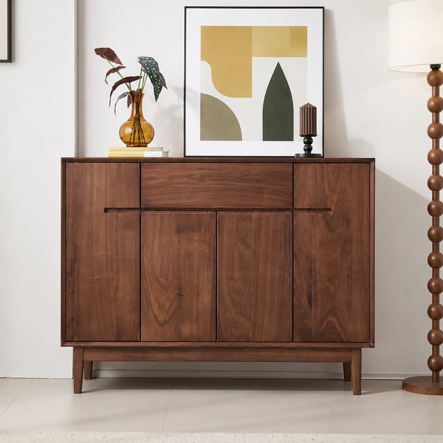 49.6" Japandi Solid Wood Shoe Cabinet with Doors