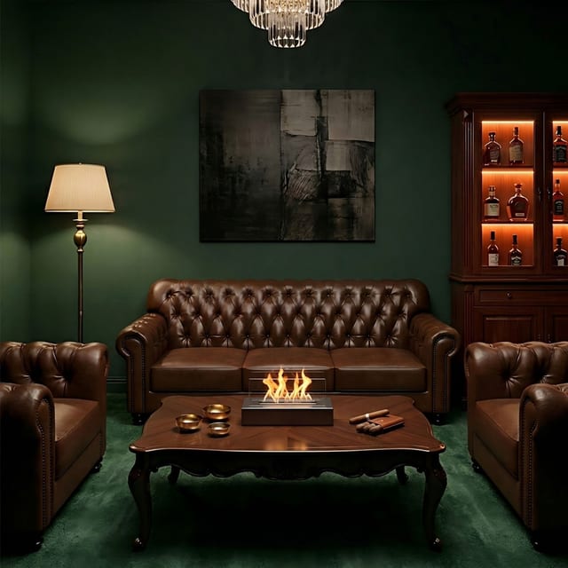 41.3" Luxury Leather Tufted Sofa