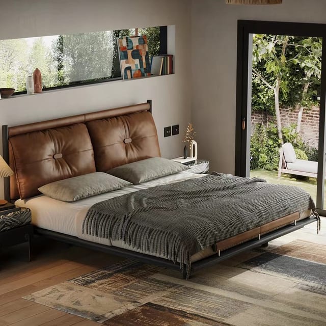 65" Floating Solid wood Platform Bed