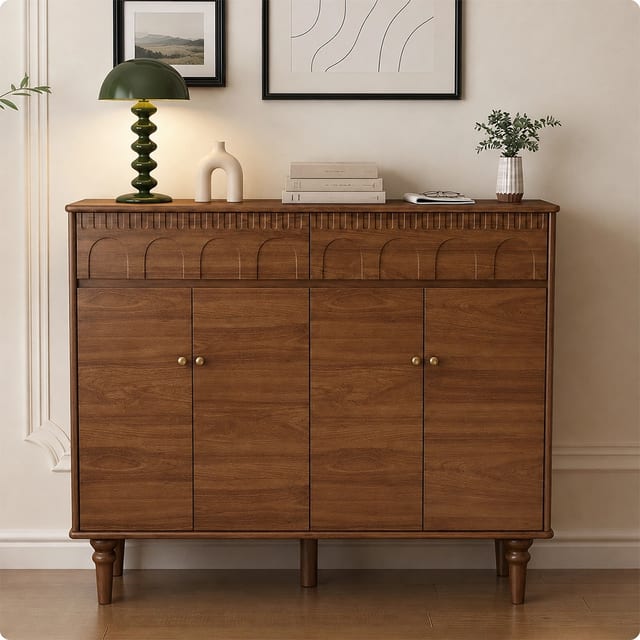 47.2" Contemporary Solid Wood Shoe Cabinet with Doors