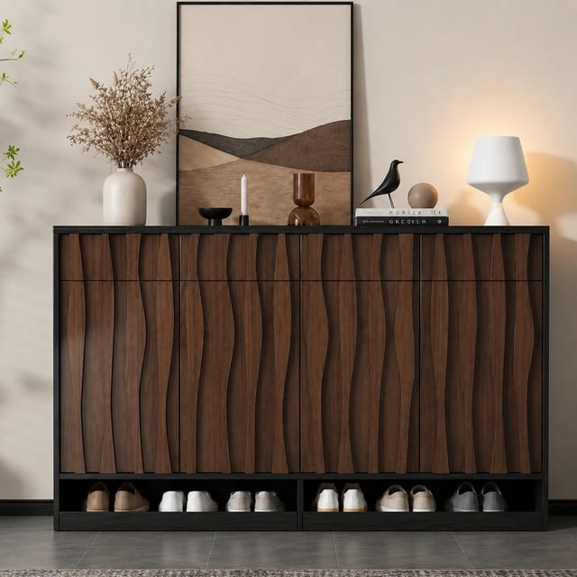 47.2" Contemporary Engineered Wood Shoe Cabinet with Doors
