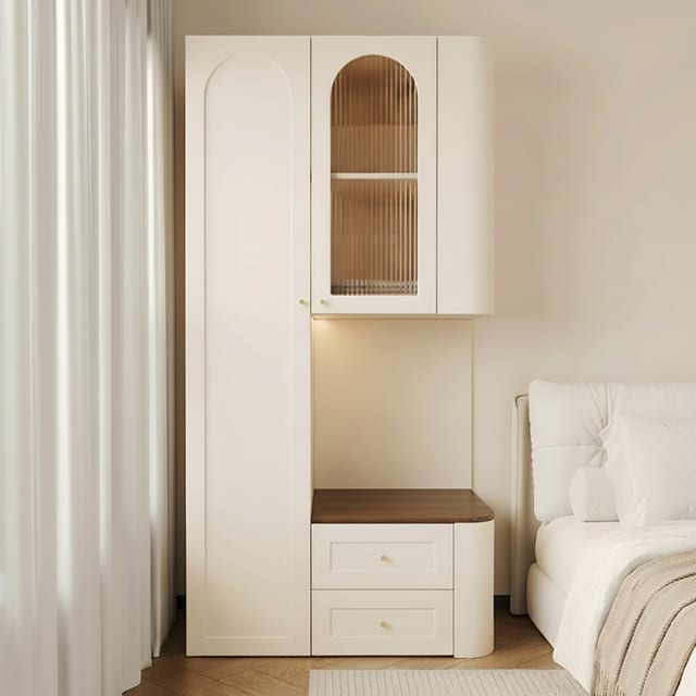 35.4" Contemporary Solid Wood Wardrobe & Armoires with Drawers