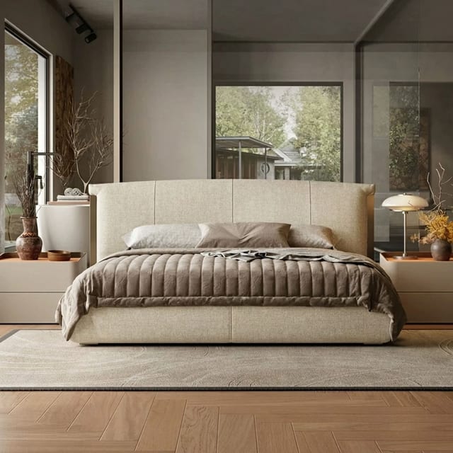 88.6" Solid wood Upholstered Minimalist Bed
