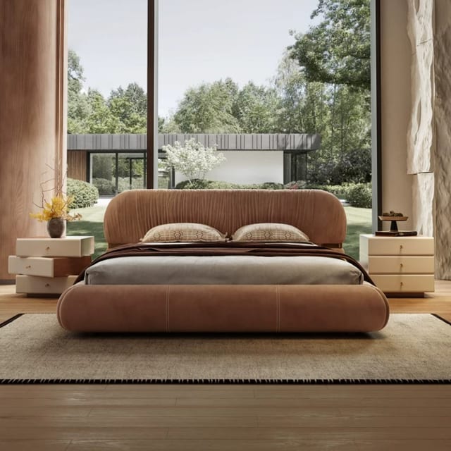 94.5" Solid wood Low-Profile Upholstered Bed