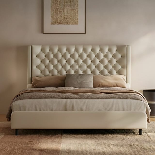 84.6" Solid wood Upholstered Tufted Bed