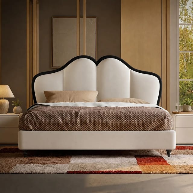 81.9" Solid wood Chenille Tufted Butterfly Bed