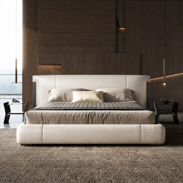 90.6" Italian Minimalist Solid wood Bed