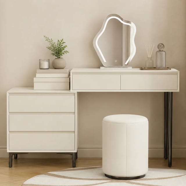 55.1" Minimalist Engineered Wood Vanity & Dresser Set with Integrated Drawers