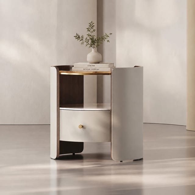 19.7" Luxury Plywood Nightstand Open Shelf