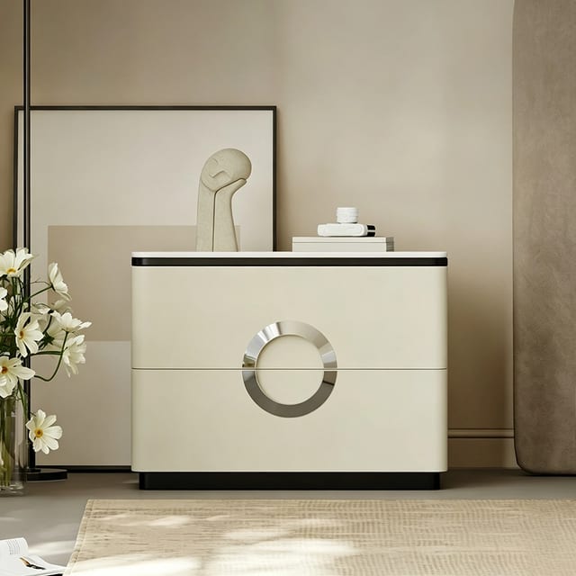 24.8" Luxury Solid Wood Nightstand with Drawers