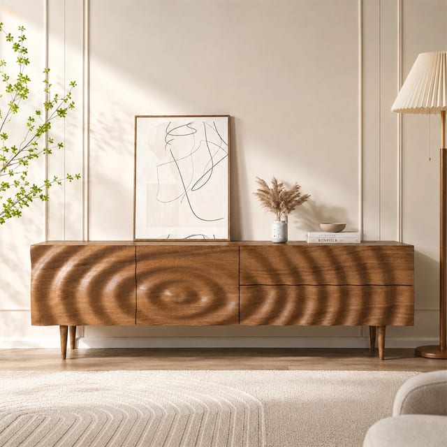 70.9" Modern Solid Wood TV Stand with Drawers