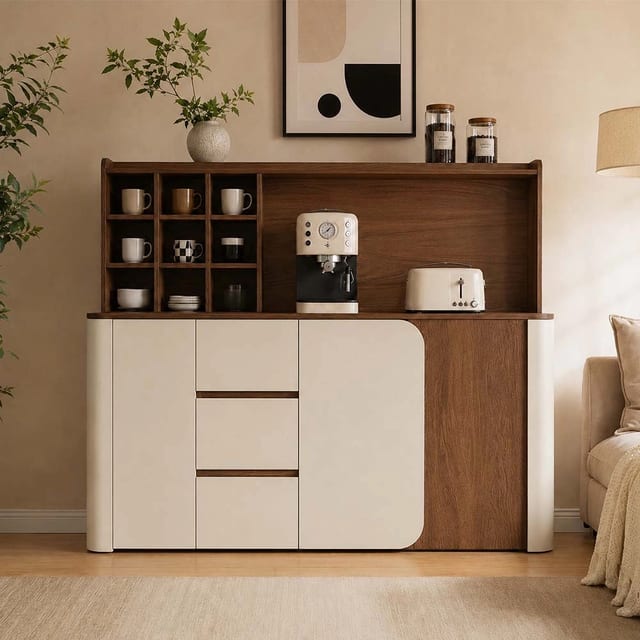47.2" Japandi Plywood Coffee Cabinet with Drawers