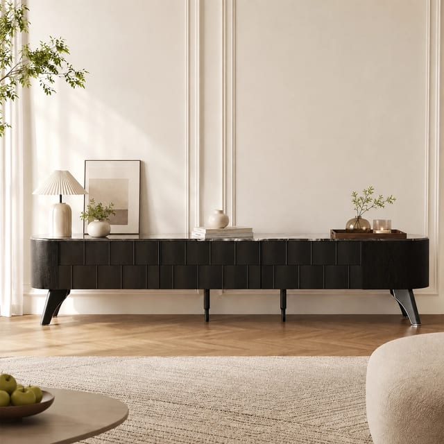 78.7" Contemporary Engineered Wood TV Stand with Cabinets