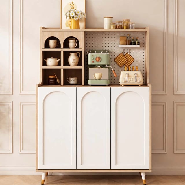 39.4" Scandinavian Plywood Coffee Cabinet with Doors