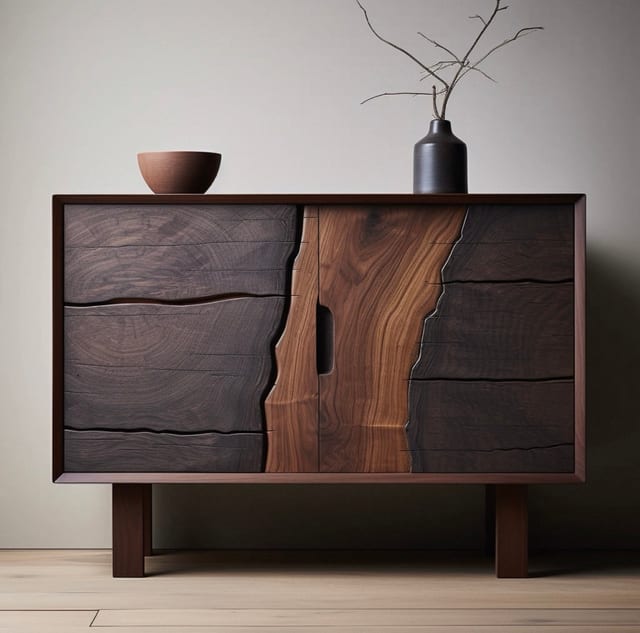 35.4" Contemporary Solid Wood Sideboard with Storage