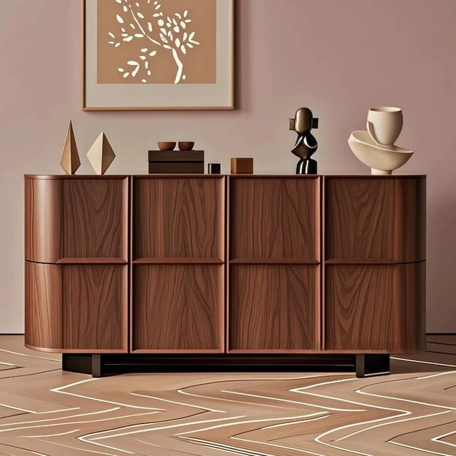 63" Mid-Century Modern Plywood Sideboard with Storage