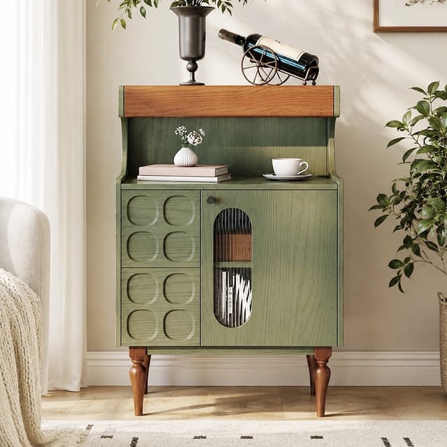 24.8" Mid-Century Modern Ash Wood Sideboard with Drawers