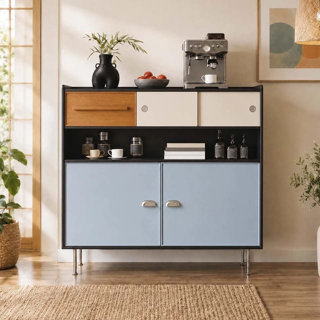 39.7" Mid-Century Modern Solid Wood Sideboard with Drawers