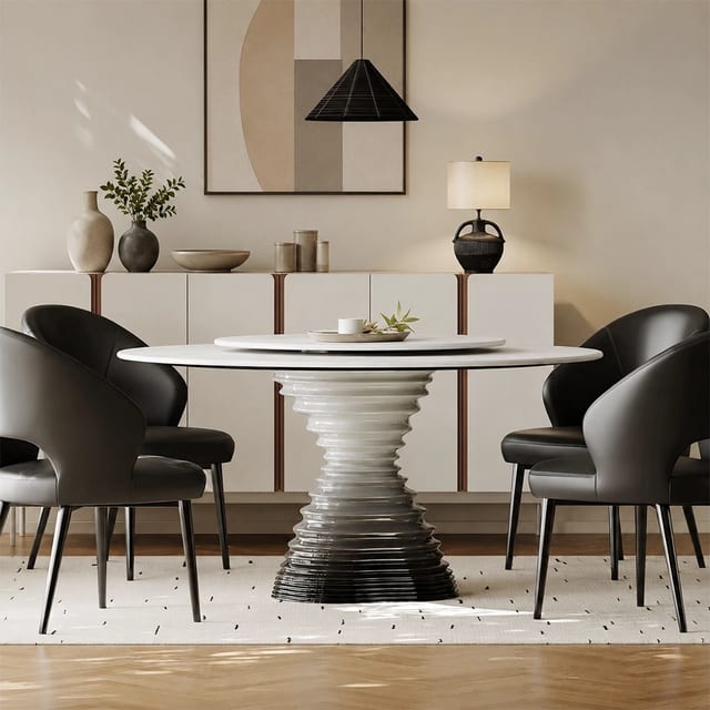 53.1" Luxury Marble Round Dining Table