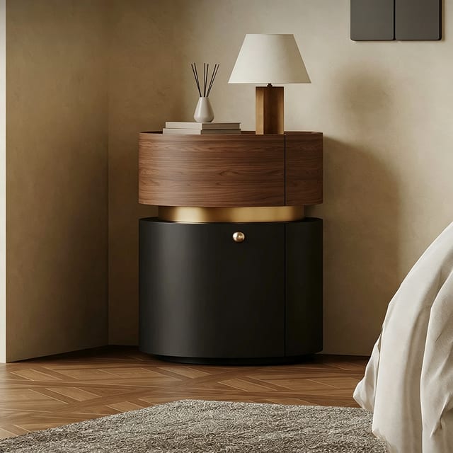 15.7" Contemporary Plywood Nightstand with Drawers
