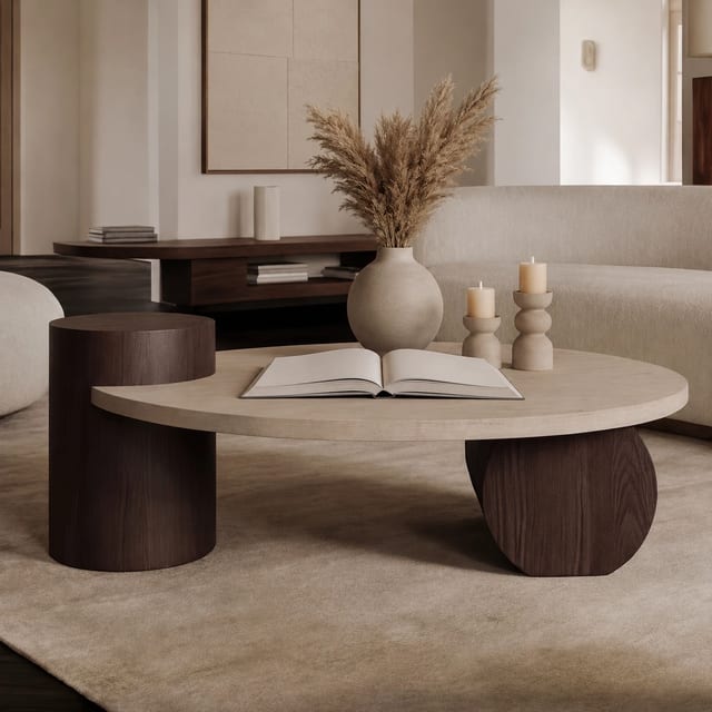 27.6" Contemporary Engineered Wood Round Coffee Table