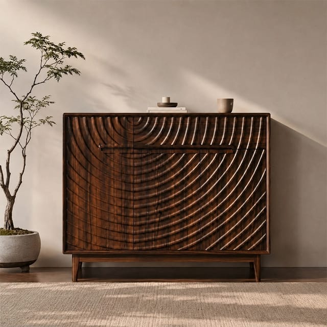 47.2" Contemporary Solid Wood Shoe Cabinet with Doors