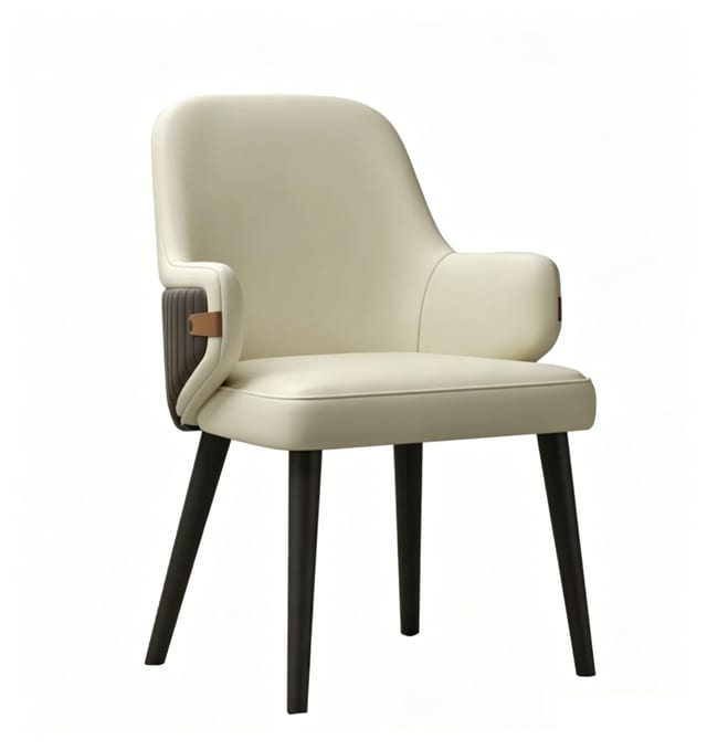 Mid-Century Modern Microfiber Leather Dining Chair with Arms