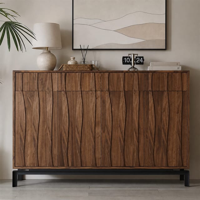 63" Contemporary Solid Wood Shoe Cabinet with Doors