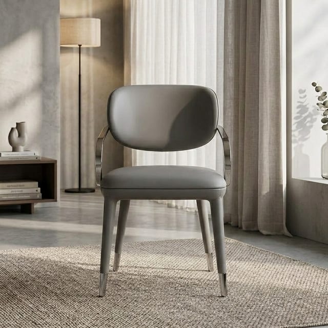 Luxury Microfiber Leather Dining Chair with Arms