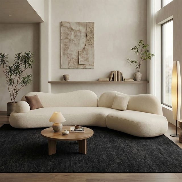 102.4" Contemporary Fabric Sectional Sofa with Curved Modular Design