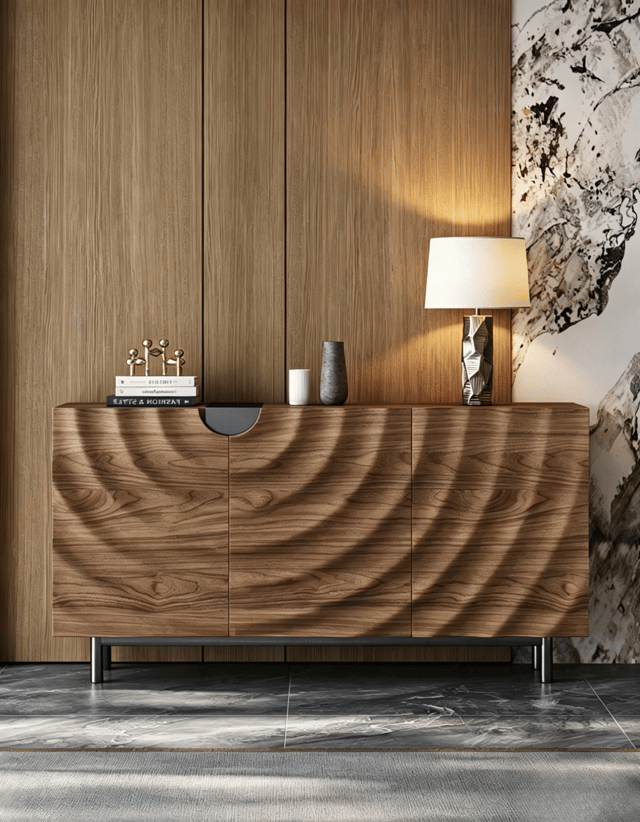47.2" Contemporary Solid Wood and Plywood Sideboard with Storage