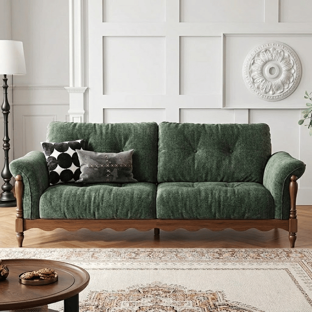 98.4" Transitional Fabric Tufted Sofa